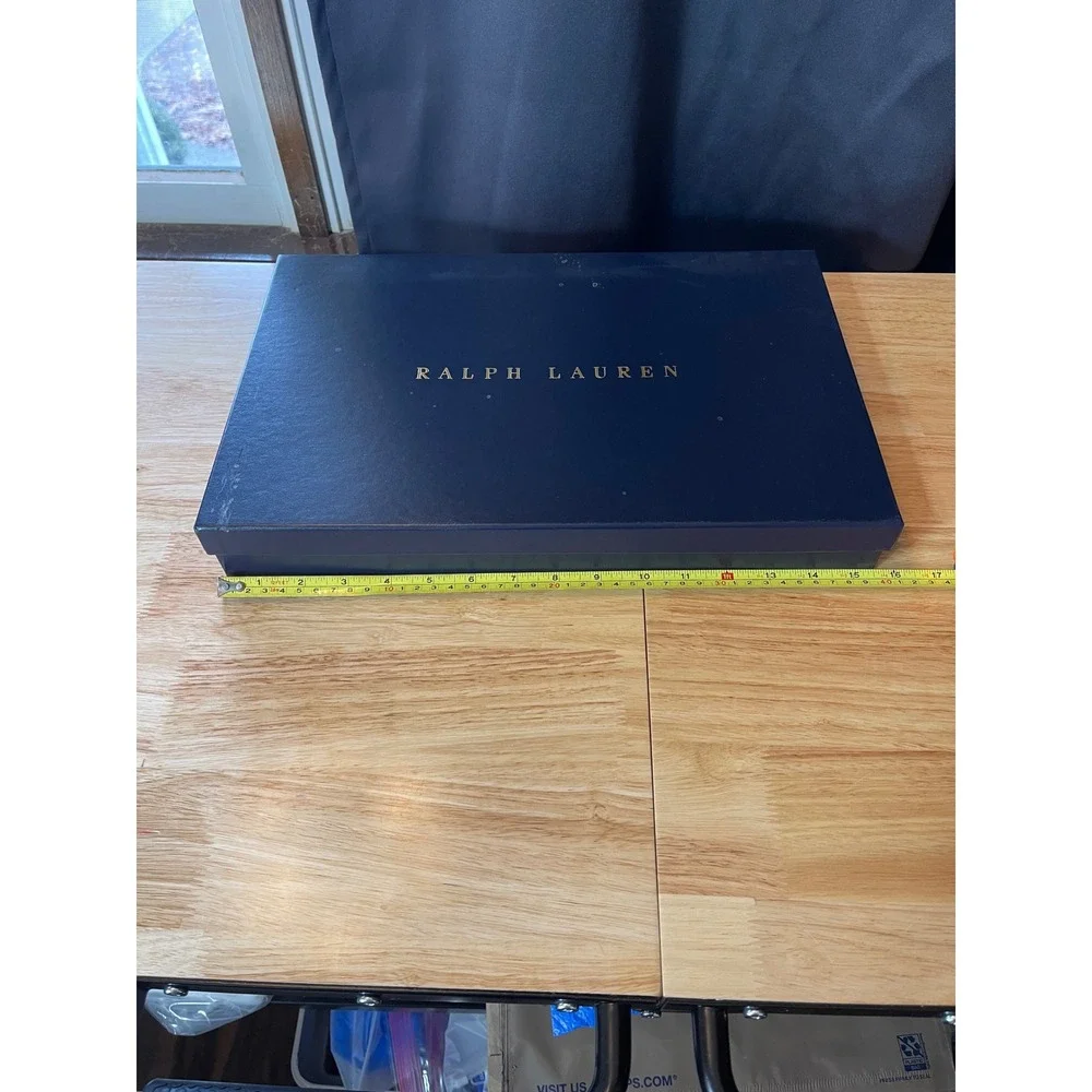 Ralph‎ Lauren Navy Blue Large Gift Box Gold Logo Tissue Ribbon 17x11.5x2